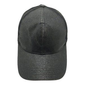 C.C Pony Cap Ponytail Black Metallic Sparkle Mesh Strapback Hat Trucker Baseball